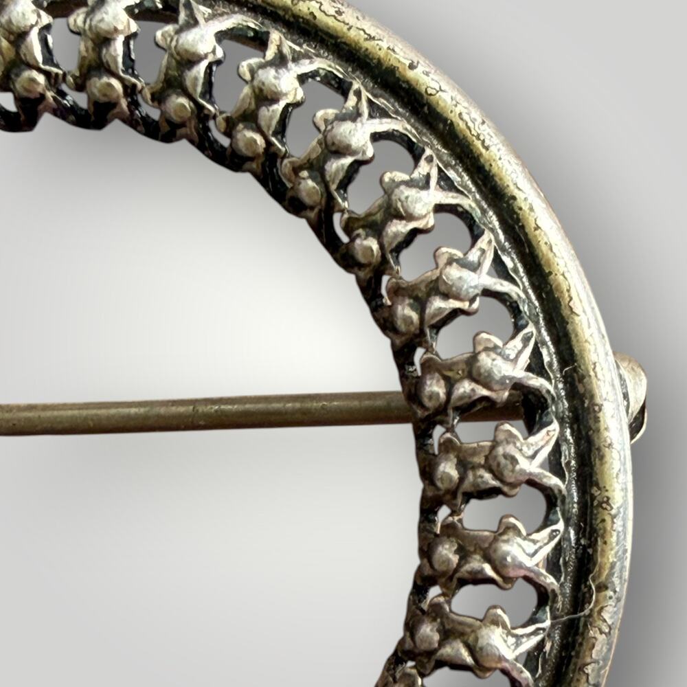 Circle Brooch Geometric Sterling Silver Pin Vintage - Picture 4 of 6